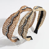 Wave Rhinestone Knotted Braided Headband