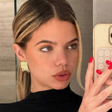 SIMPLE GEOMETRIC SQUARE WAVE TEXTURE EARRINGS_CWASC1652