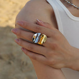 SIMPLE STAINLESS STEEL DROP SHAPED RINGS_CWAJE1248