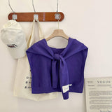 SOLID COLOR KNITTED KNOTTED SHAWL CASUAL COZY _CWASC0757