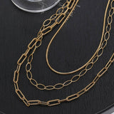 PAPERCLIP SNAKE BONE ROUND MULTI LAYERED NECKLACE_CWMM3690