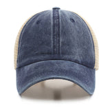 Washed Cotton Denim Mesh Cap Breathable Sun Hat_Cwah1281