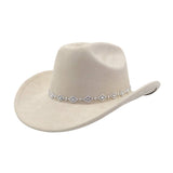 Western Ethnic Suede Cowboy Fedora For Men Women_Cwah04423