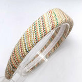 NEW STRIPED RAFFIA WOVEN PADDED CROWN HEADBAND_CWAHA6333
