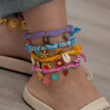 HANDMADE SILK THREAD ANKLET WITH STEEL CHARMS_CWAJE4611