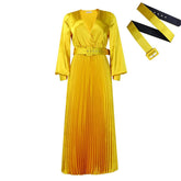 FASHIONABLE AND ELEGANT SOLID COLOR PLEATED DRESS_CWDMD3677