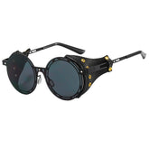 PUNK ROUND METAL SUNGLASSES WITH PU LEATHER_CWASG1152