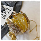 TASSEL SHINY HEART BAG DIAMOND BAG CLUTCH BAG_CWAB3250