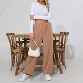 Stretched-Waist Wide-Leg Sportswear Pants
