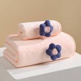 CORAL FLEECE FLOWER SQUARE TOWEL BATH TOWEL SET_CWMM2325
