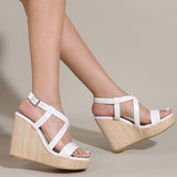 SOLID COLOR SQUARE TOE CROSS STRAP HIGH HEELS_CWSHS0645