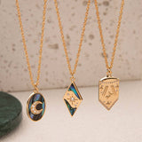 STAR MOON PENDANT LONG STATEMENT NECKLACE_CWMM6970