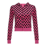 Y2K Love Printed Suede Personality Zipper Hoodie