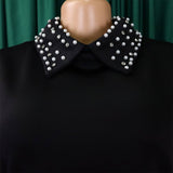 MESH STITCHING BEADED LOOSE PLUS SIZE DRESS_CWDSD6087