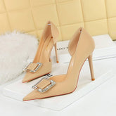 Women Rhinestone Buckle High Heels