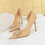 Women Rhinestone Buckle High Heels