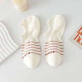 White Striped Waist Wicking Hidden Socks_Cwms0947