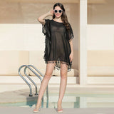 PLUS SIZE CHIFFON TASSEL BEACH COVER UP_CWMM6150
