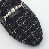 Versatile Outer Wear Striped Flat Bottom Mules