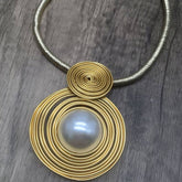 HAND WOVEN IMITATION PEARL NECKLACE EARRING SET_CWMM4741