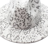 Wool Hat Leopard Print Hat White Flat Brim Jazz Hat_Cwah2541