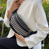 Houndstooth Fanny Belt Bag,Crossbody Bag_Cwab0915