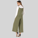 Solid-Color Straight-Leg Overalls Jumpsuit