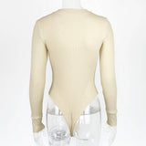 BUTTON COLLAR RIBBED LONG SLEEVED BODYSUIT_CWSBSL0043