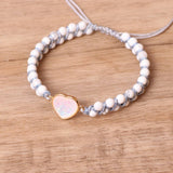 HEART WHITE STONE BEADS YOGA FRIENDSHIP BRACELET_CWAJE3953