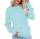 Solid Color Hoodie Casual Loose Crew-Neck Hoodie