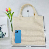 Cwab4574_Solid Color Large Capacity Knitted Shoulder Bag