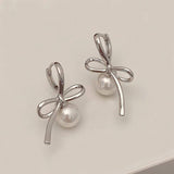 SIMPLE AND HIGH END PEARL PENDANT BOW EARRINGS_CWAJE2975