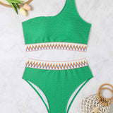 SEXY STRIPED PLUS SIZE SPLIT BIKINI SWIMSUIT_CWMW0212