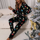 Warm Flannel Christmas Jumpsuit For Home Comfort