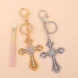 INLAID DIAMOND CROSS METAL KEYCHAIN_CWAJE0916