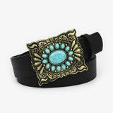 12KINDS TURQUOISE ALLOY BUCKLE BLACK VINTAGE BELT_CWABE0195