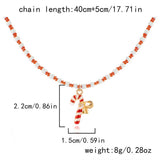 Cwaje2515_Christmas Tree Santa Claus Rice Bead Necklace