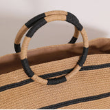 NEW STRIPED TOTE STRAW BAG WOVEN BAG_CWAB1889