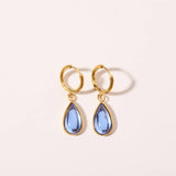 TEARDROP BIRTHSTONE EARRINGS GOLD STAINLESS_CWAJE5032