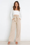 Women Tied Waist Wide Leg Office Work Pants