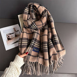 Classic Plaid Cashmere Feel Scarf For Women_Cwasc03235