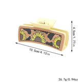 Western Cactus Sunflower Hair Claw Leather Clip_Cwasc1610