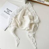 PASTORAL STYLE WHITE LACE TRIANGLE SCARF_CWAHA1375