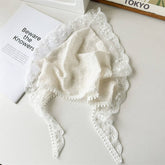 PASTORAL STYLE WHITE LACE TRIANGLE SCARF_CWAHA1375