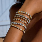 18K GOLD SQUARE ZIRCON TENNIS BRACELET MINIMALIST_CWAJE4778