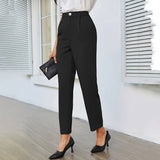 Woven Elastic-Waisted Anti-Wrinkle Suit Pants