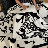 MUSICAL NOTE TWO COLOR KNITTED WARM THROW BLANKET_CWMM2373