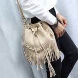 Women Leather Tassel Bucket Bag_Cwab0791