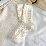 SOLID COLOR RETRO TWISTED DIAMOND WARM PILE SOCKS_CWMS1063