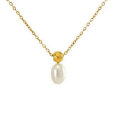 STAINLESS STEEL PLATED 18K GOLD PEARL NECKLACE_CWAJE0696